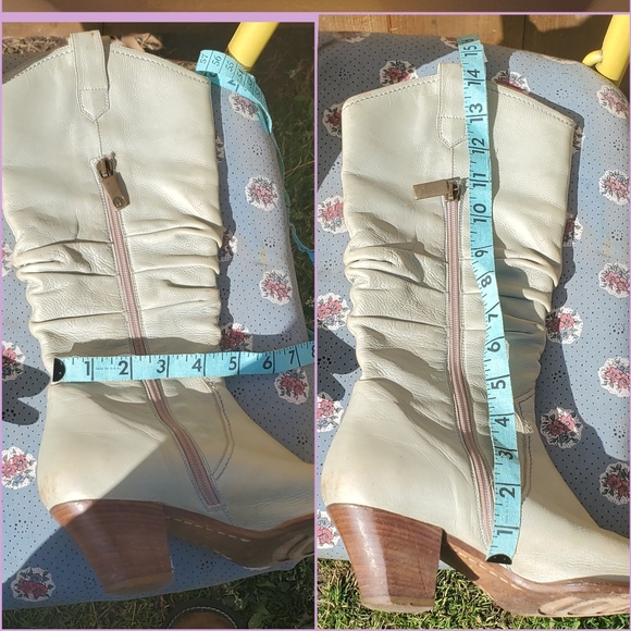 Vintage Italian Pale Blue Leather Slouchy Pointy Boots Sz 7 Angela Falconi! - Picture 5 of 6